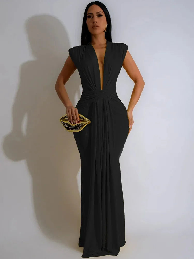 Ruched Bodycon Maxi Dresses - Fashion Connection