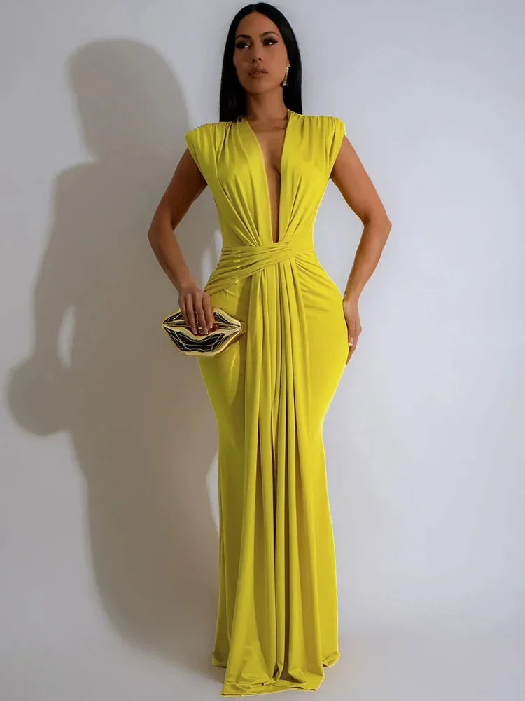 Ruched Bodycon Maxi Dresses - Fashion Connection