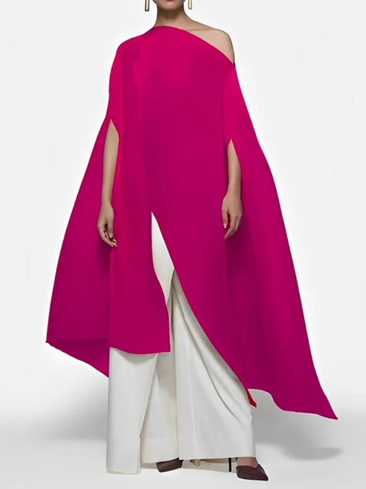 Diagonal Collar One-shoulder Blouse