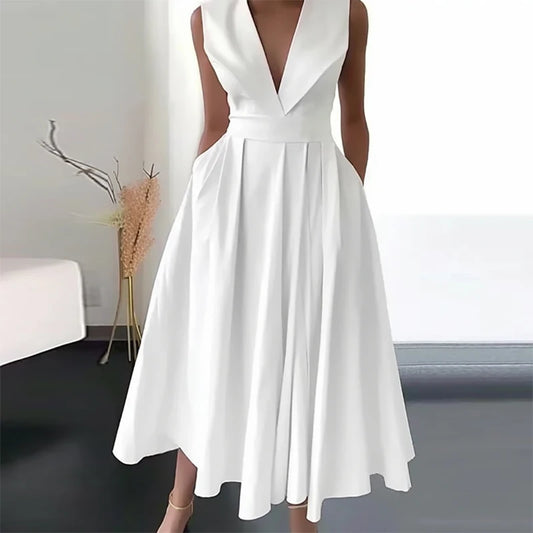 V Neck Draped Dress - Fashion Connection 