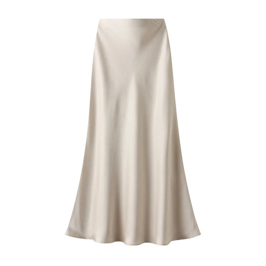 Elegant Satin Fishtail Maxi Skirt